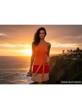 Sunset Colorblock Sleeveless Dress Modern Retro, Summer Vacay, Resort Chic